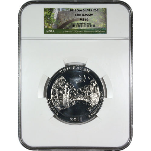 2011 5 oz ATB Chickasaw Silver Coin NGC MS69