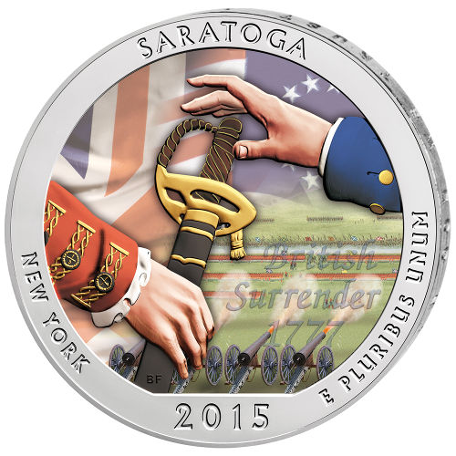 2015 5 oz Colorized ATB Saratoga Silver Coin (BU)