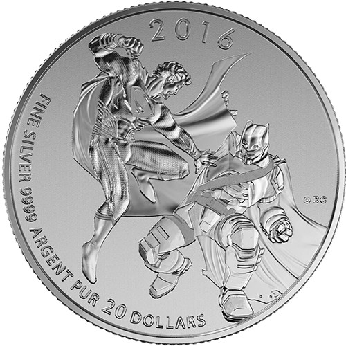 2016 1/4 oz Canadian $20 Proof Silver Batman v Superman: Dawn of Justice Coin