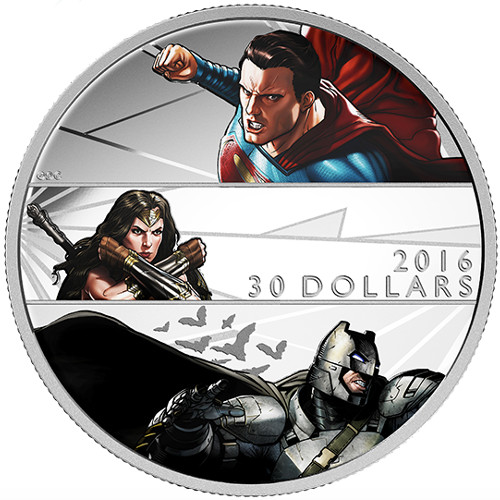 2016 2 oz Canadian $30 Proof Silver Batman v Superman: Dawn of Justice Coin