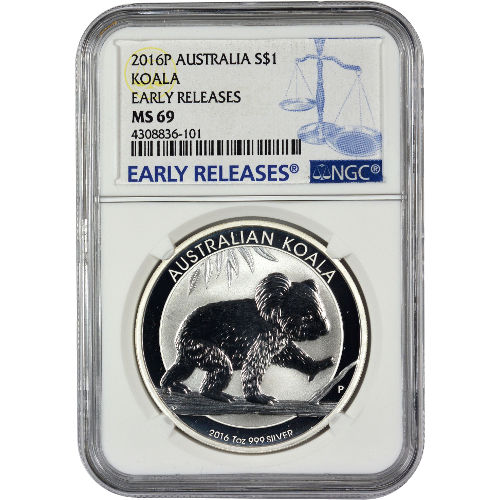 2016 1 oz Australian Silver Koala Coin NGC MS69 ER