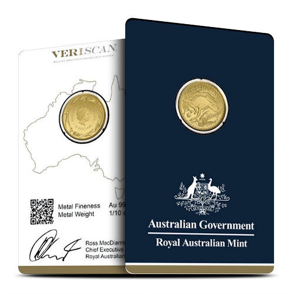 2016 1/10 oz Royal Australian Mint Gold Kangaroo Coin (BU w/ Assay)