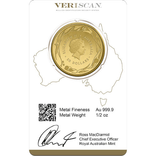 2016 1/2 oz Royal Australian Mint Gold Kangaroo Coin (BU w/ Assay)
