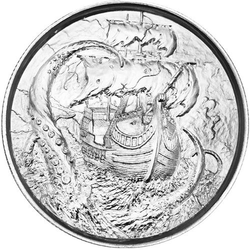 2 oz Elemetal The Kraken Ultra High Relief Silver Round (Privateer Series #4, New)