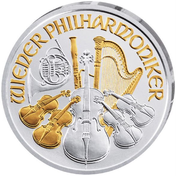 2016 1 oz Austrian Silver Philharmonic Coin (Gilded, BU)