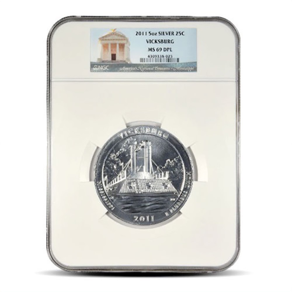 2011 5 oz ATB Vicksburg Silver Coin NGC MS69 DPL