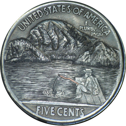 1 oz Antique Fisherman Silver Round (Hobo Nickel Series #1, New)