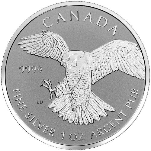 2016 1 oz Canadian Silver Peregrine Falcon Reverse Proof Coin (Sealed)