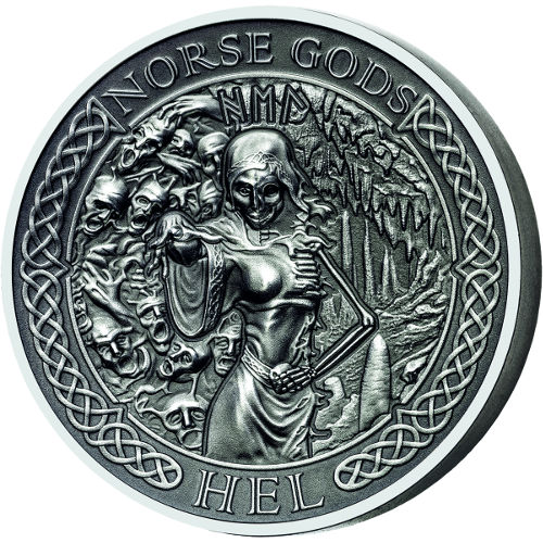 2015 2 oz Cook Islands Silver Norse God Hel Proof Coin (Ultra High Relief)