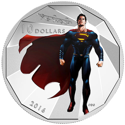 2016 1/2 oz $10 Canadian Proof Silver Batman v Superman: Dawn of Justice Superman Coin