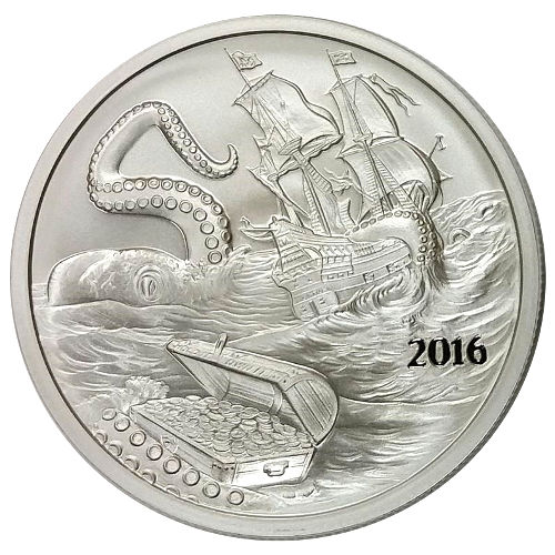 2016 1 oz Kraken Silverbug Island Silver Round (New)
