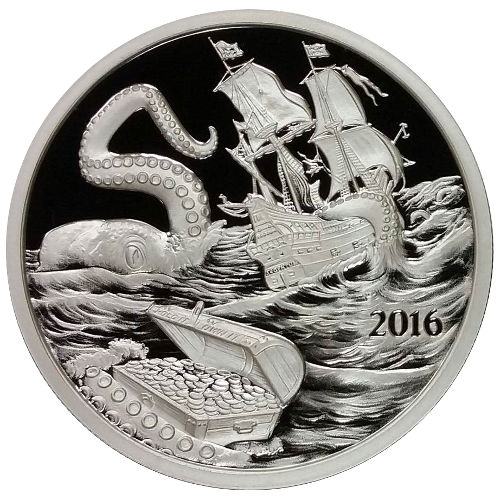 2016 1 oz Kraken Silverbug Island Silver Round (Proof-Like, New)