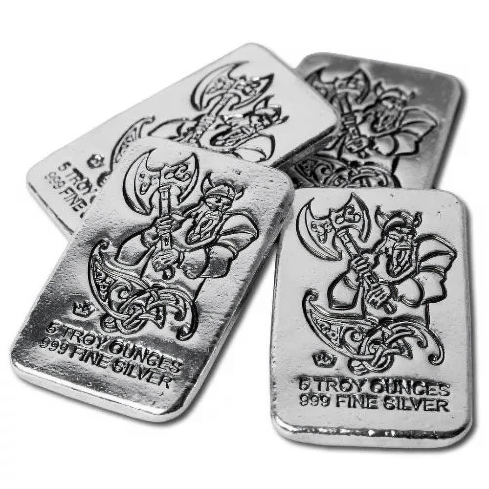 5 oz Monarch Battle Axe Viking Silver Bar (New)