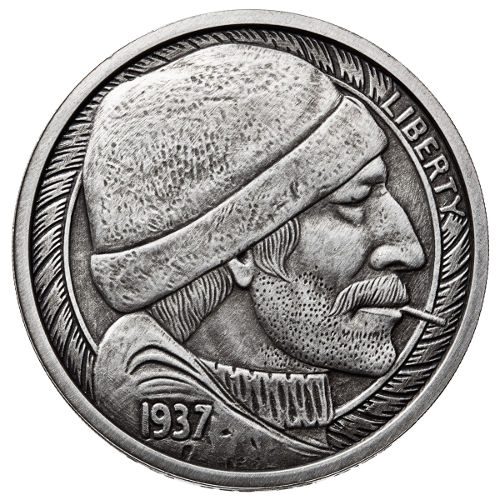 5 oz Antique Fisherman Silver Round (Hobo Nickel Series #1, New)