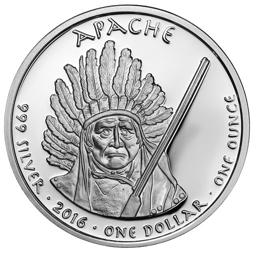2016 1 oz Proof Arizona Apache Rattlesnake Silver Coin