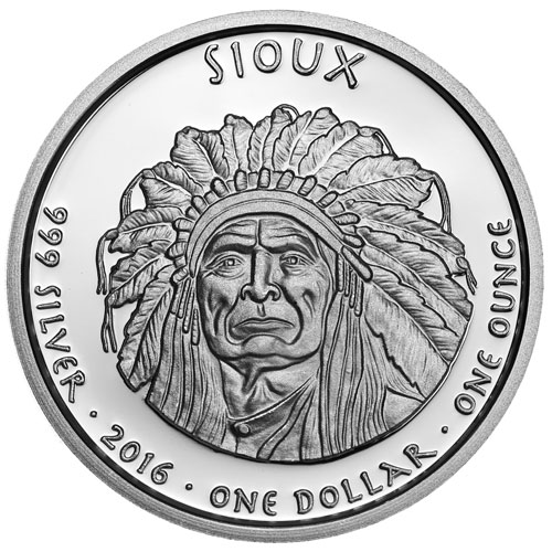 2016 1 oz Proof South Dakota Sioux Buffalo Silver Coin