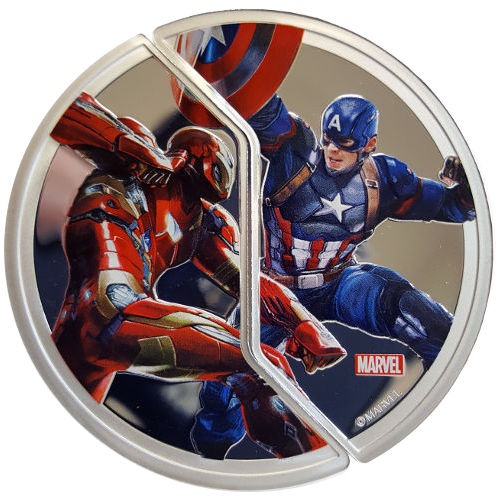 2016 2 oz Proof Fiji Civil War Captain America vs Iron Man Silver Coin