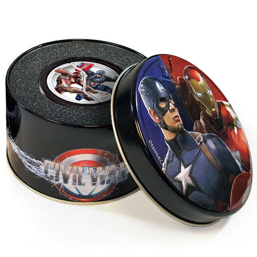 2016 2 oz Proof Fiji Civil War Captain America vs Iron Man Silver Coin