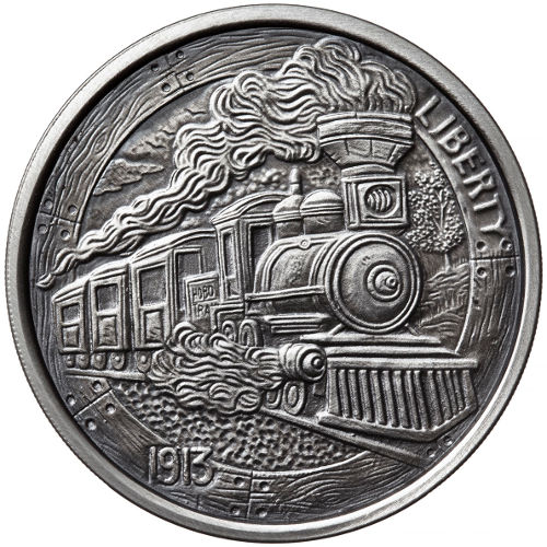 1 oz Antique Train Silver Round (Hobo Nickel Series #2, New w/ CoA)