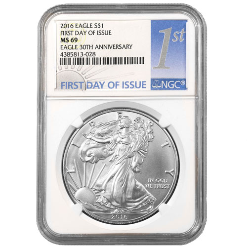 2016 1 oz American Silver Eagle NGC MS69 (First Day Label)