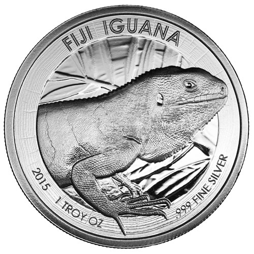 2015 1 oz Fiji Iguana Silver Coin (BU w/ Assay)