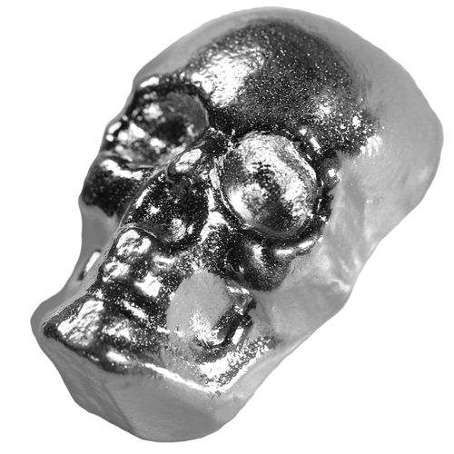 1 oz Atlantis Hand Poured Silver Skull (New)