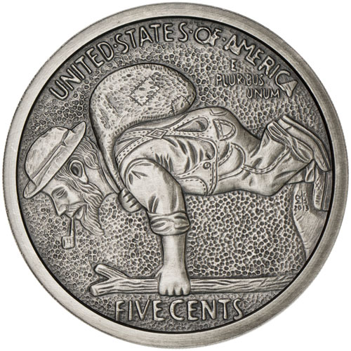 5 oz Antique Train Silver Round (Hobo Nickel Series #2, New w/ CoA)