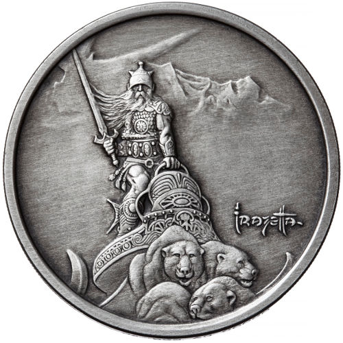 1 oz Antique Frank Frazetta Legacy Collection Silver Warrior Silver Round (New w/ CoA)