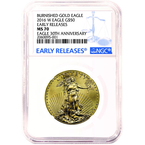 2016-W 1 oz Burnished American Gold Eagle Coin NGC MS70 ER