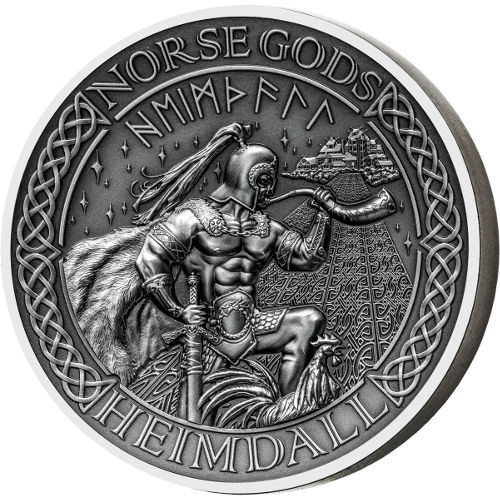 2016 2 oz Cook Islands Silver Norse God Heimdall Proof Coin (Ultra High Relief)