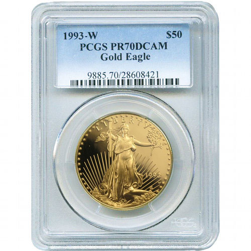 1993-W 1 oz Proof American Gold Eagle Coin PCGS PR70 DCAM