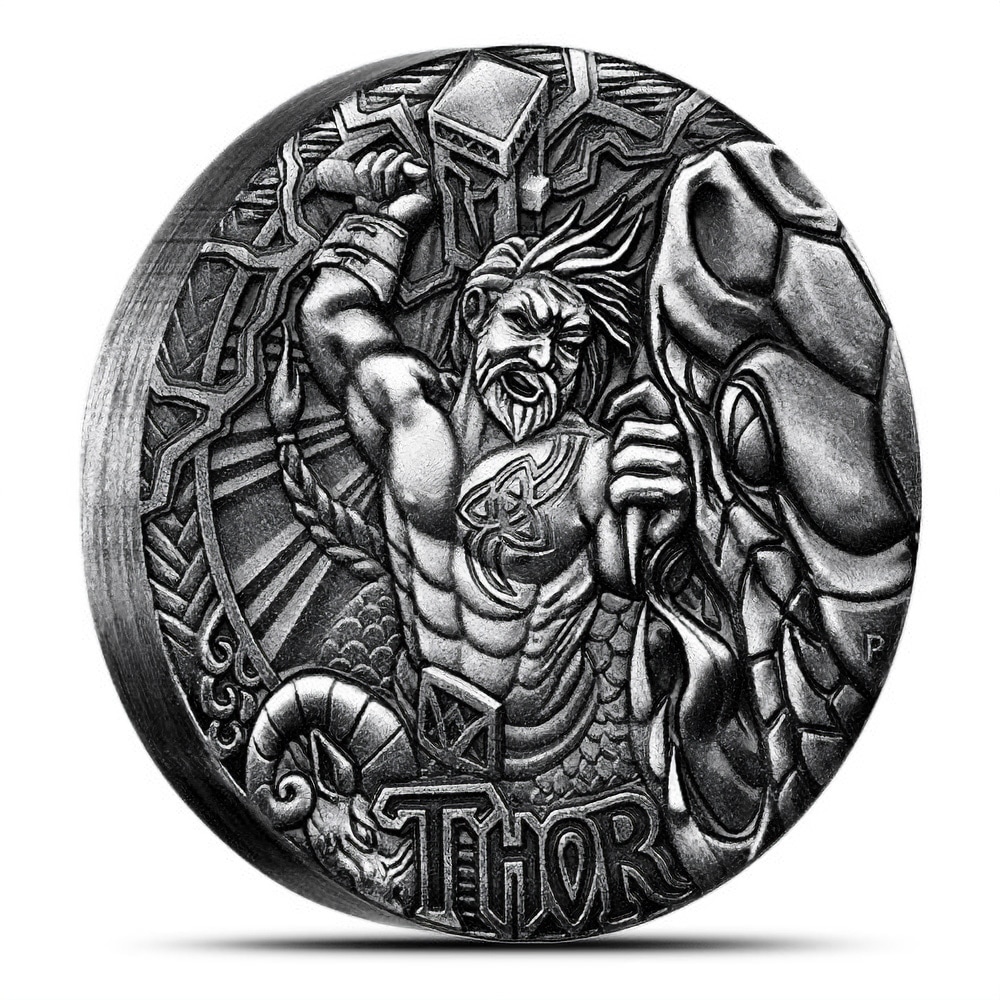 2016 2 oz Tuvalu Norse Gods Thor Silver High Relief Coin (Box + CoA)