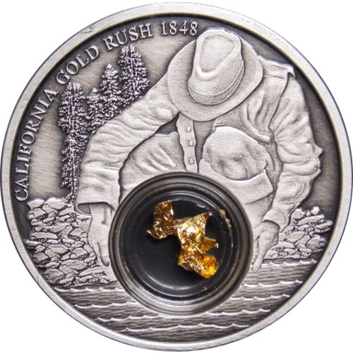 2016 1 oz Antique Silver Niue Gold Rushes of the World California Coin (BU)