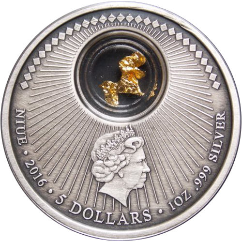 2016 1 oz Antique Silver Niue Gold Rushes of the World California Coin (BU)