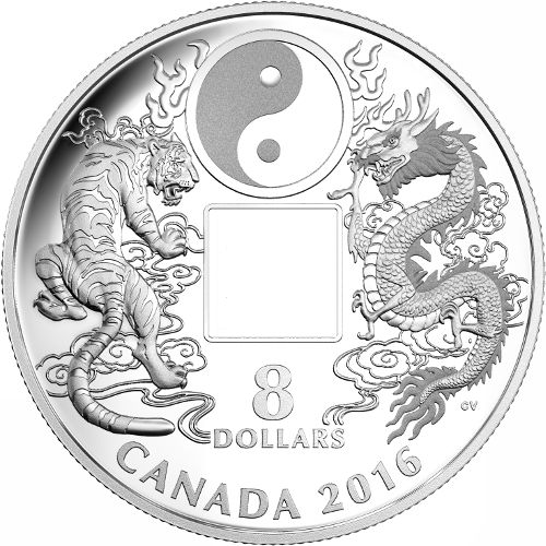 2016 $8 2/3 oz Proof Canadian Silver Tiger and Dragon Yin and Yang Coin
