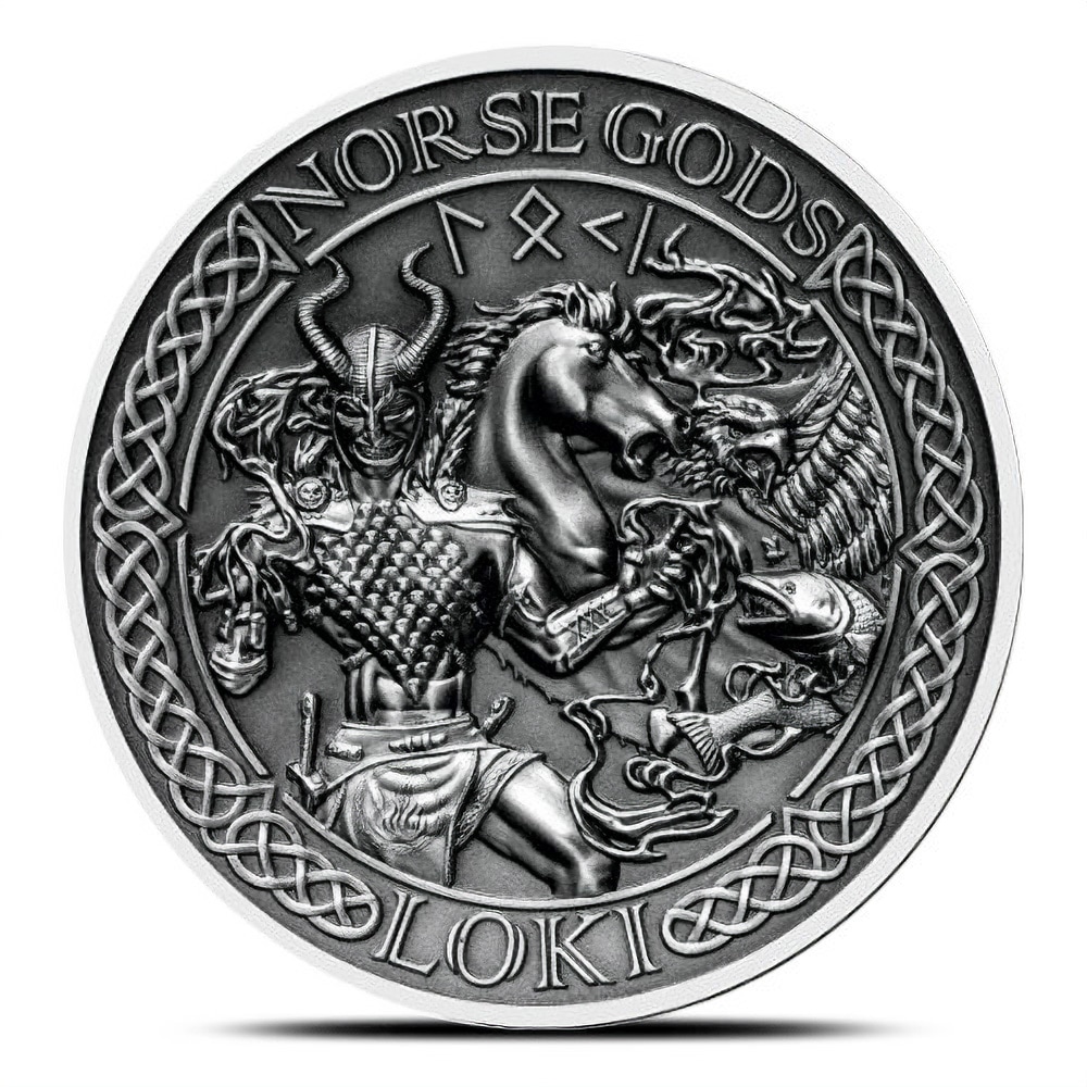 2016 2 oz Cook Islands Silver Norse God Loki Proof Coin (Ultra High Relief)