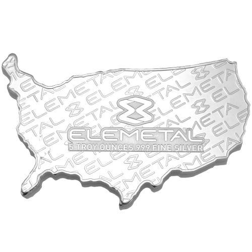 5 oz Elemetal USA Flag Silver Bar (New)