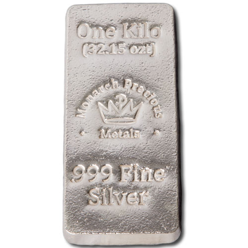 1 Kilo Monarch Hand Poured Stacker Silver Bar (New)