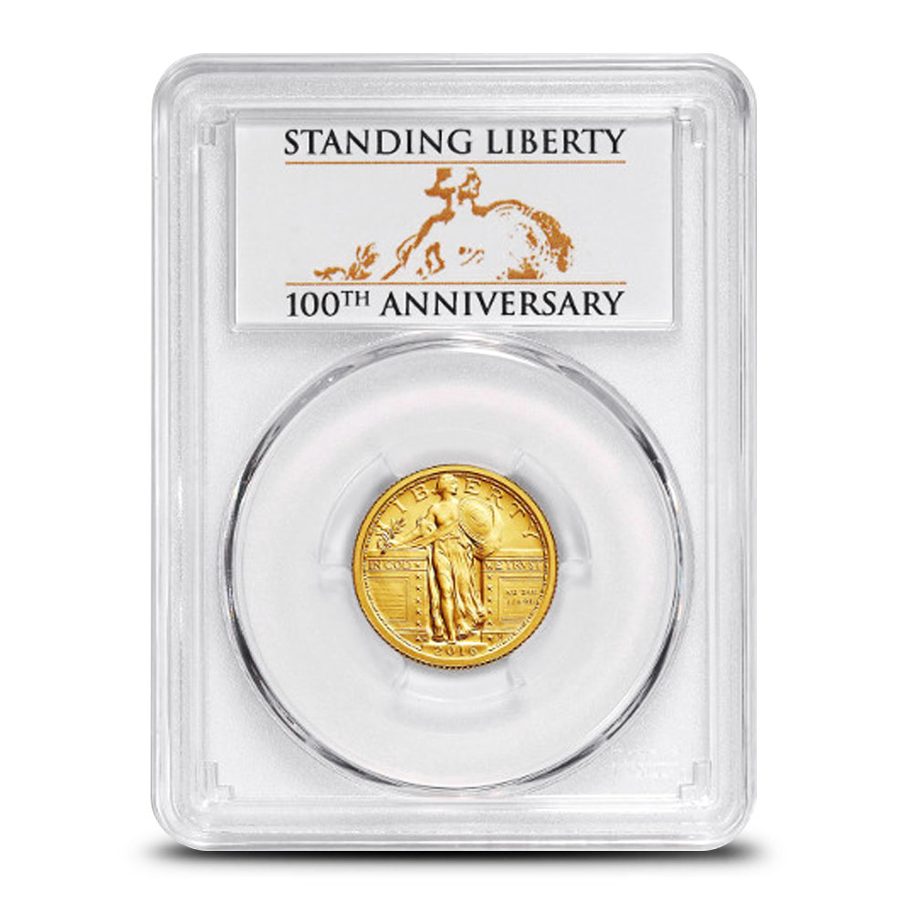 2016-W 1/4 oz Gold Standing Liberty Quarter Coin PCGS SP69 (Varied Label)