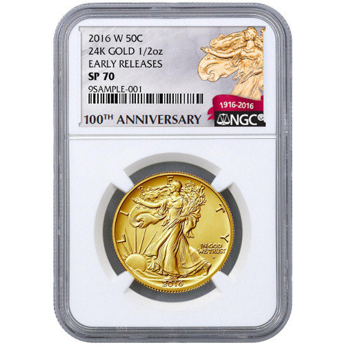 2016-W 1/2 oz American Gold Walking Liberty Half Dollar Coin NGC SP70 ER