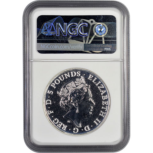 2018 2 oz British Silver Queen’s Beast Unicorn Coin NGC MS70