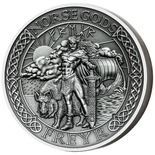 2016 2 oz Cook Islands Silver Norse God Freyr Proof Coin (Ultra High Relief)