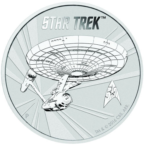 2016 1 oz Tuvalu Star Trek U.S.S. Enterprise NCC-1701 Silver Coin (BU)