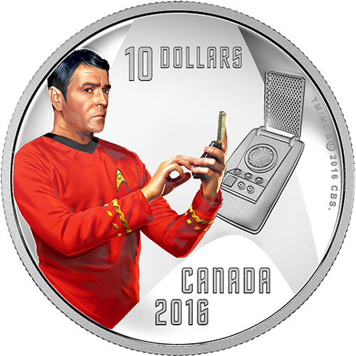 2016 1/2 oz $10 Proof Canadian Silver Star Trek Scotty Coin