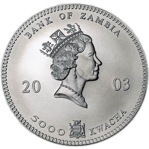 2003 1 oz Zambian Silver Elephant Coin (BU)