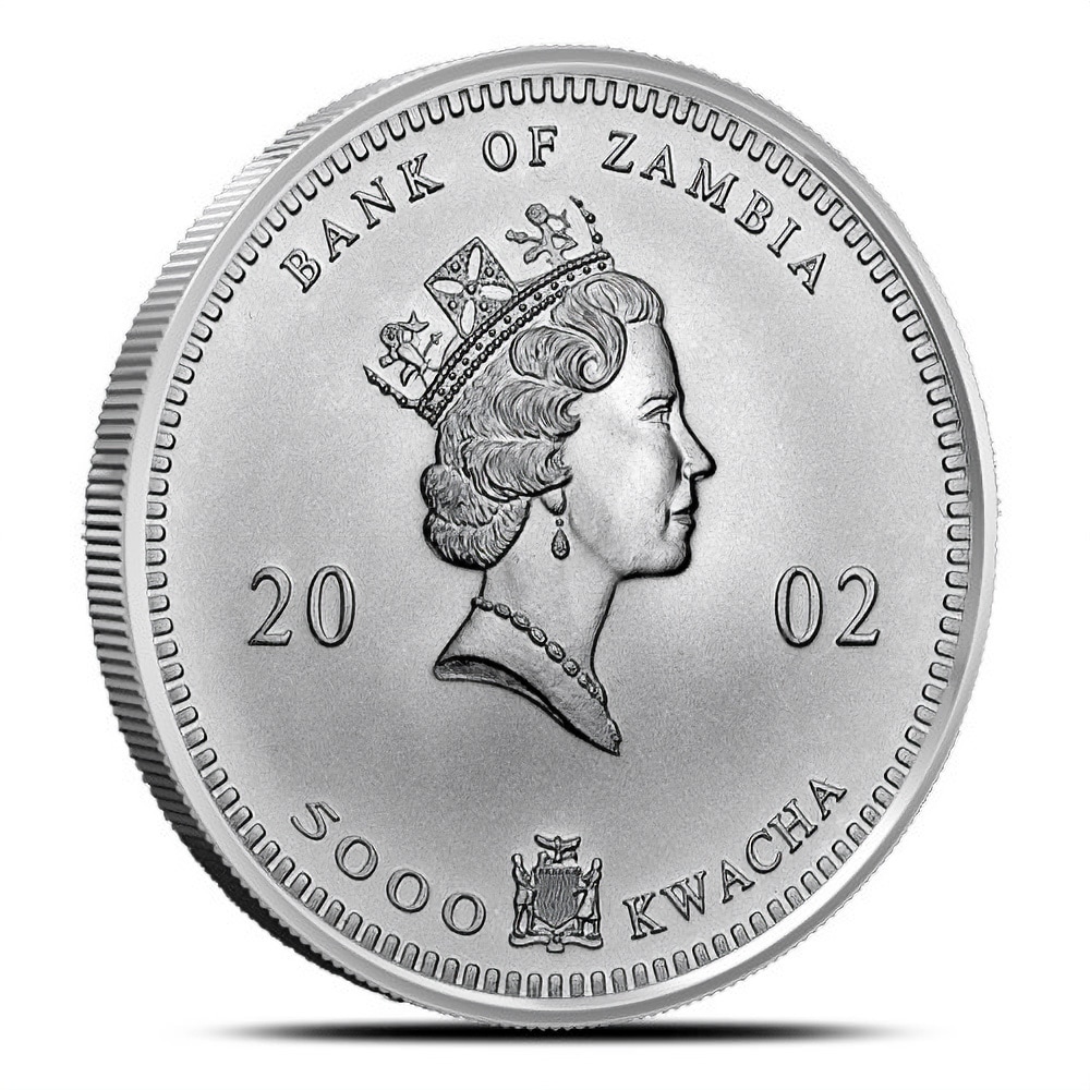 2002 1 oz Zambian Silver Elephant Coin (BU)