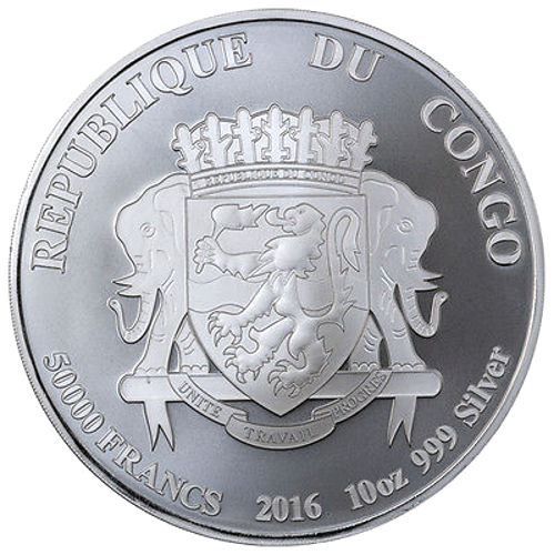 2016 10 oz Congo Silver African Lion Coin (BU)