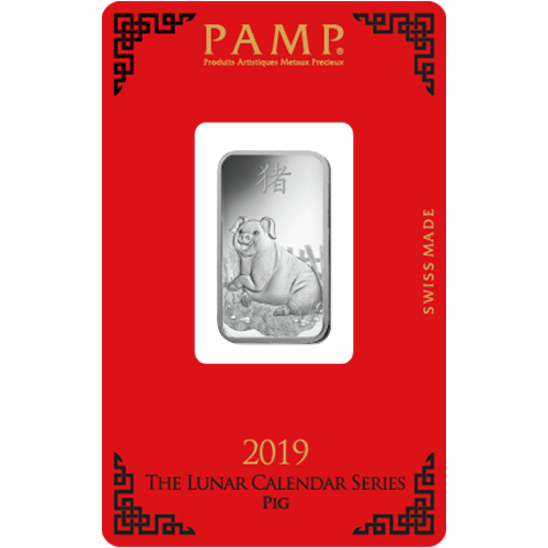 10 Gram PAMP Suisse Lunar Pig Silver Bar (New w/ Assay)