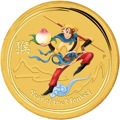 2016 1/10 oz Australian Gold Lunar Monkey King Coin (BU)