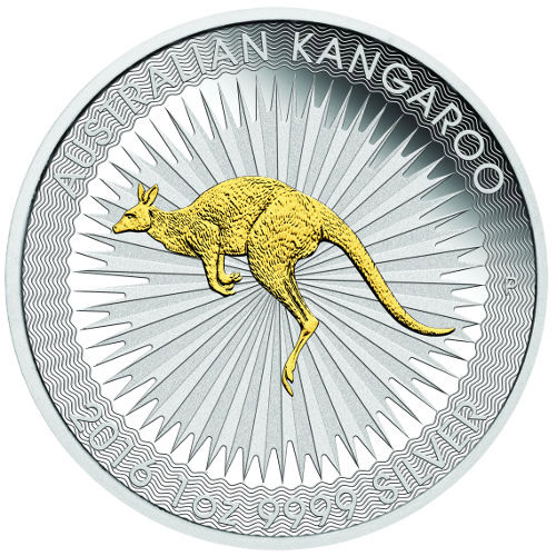 2016 1 oz Australian Silver Kangaroo Coin (Gilded, BU w/ CoA)